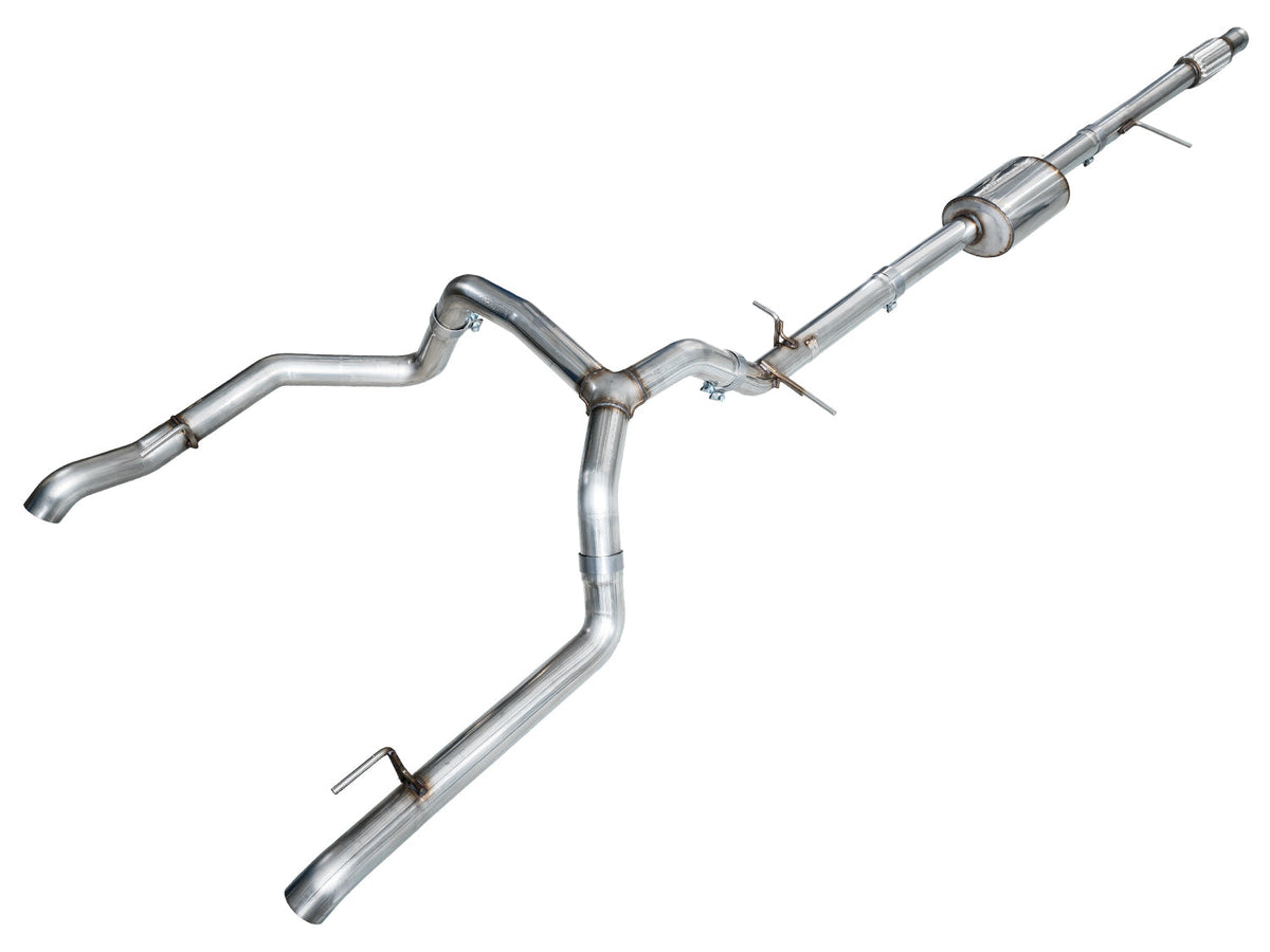 AWE 0FG Catback Split Rear Exit Exhaust for 4th Gen Silverado/Sierra 1500 5.3L (with bumper cutouts) - OE Tips image 1