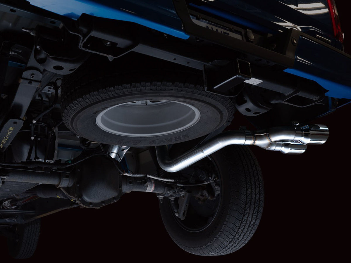 AWE 0FG Dual Side Exit Exhaust for '21+ Ford F-150 - 4.5 Chrome Silver Tips image 5