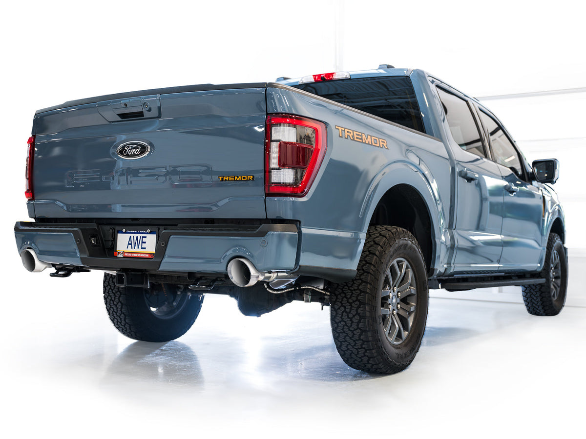 AWE 0FG Resonated Catback for '21+ Ford F-150 Tremor (With Bumper Cutouts) - Chrome Silver Tips image 8