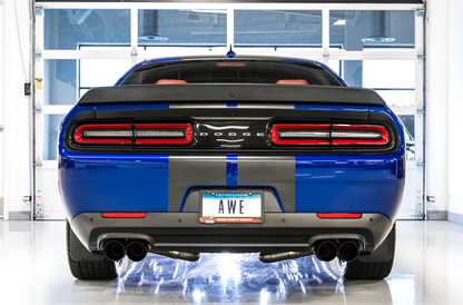AWE Track Edition Exhaust for 15+ Challenger 6.4 / 6.2 SC - Diamond Black Quad Tips image 3