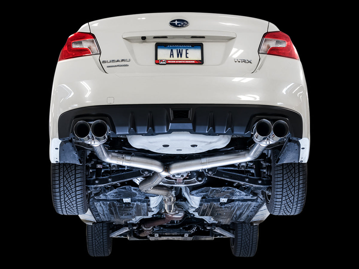 AWE Track Edition Exhaust for VA / GV WRX / STI Sedan - Diamond Black Quad Tips (102mm) image 4