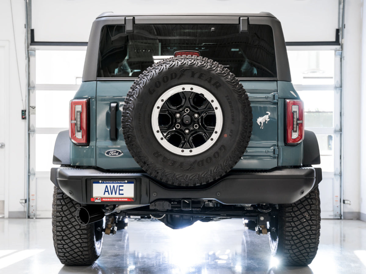 AWE 0FG Catback Exhaust for Ford Bronco with BashGuard™ - Single 5 Diamond Black Tip image 3
