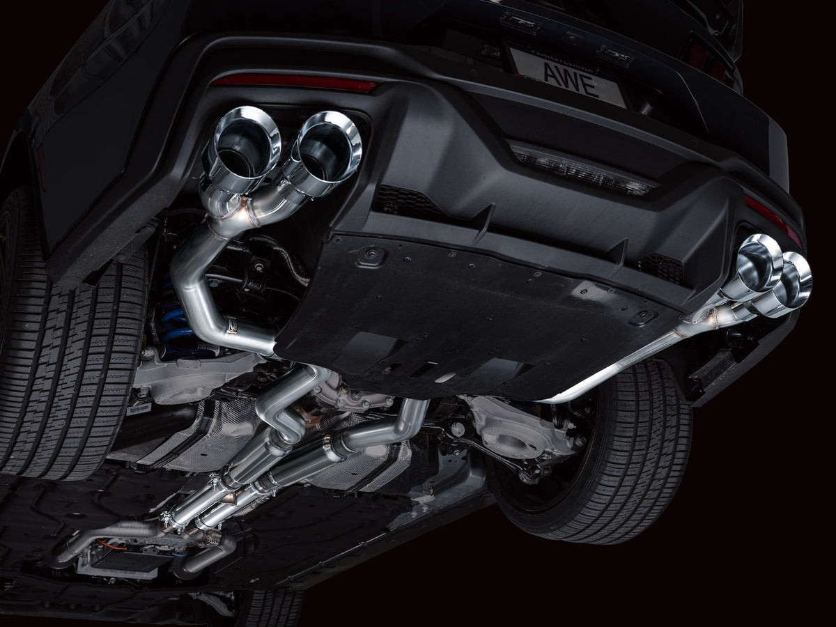 AWE Track Edition Exhaust for S650 Ford Mustang Dark Horse - Quad Chrome Silver Tips image 9