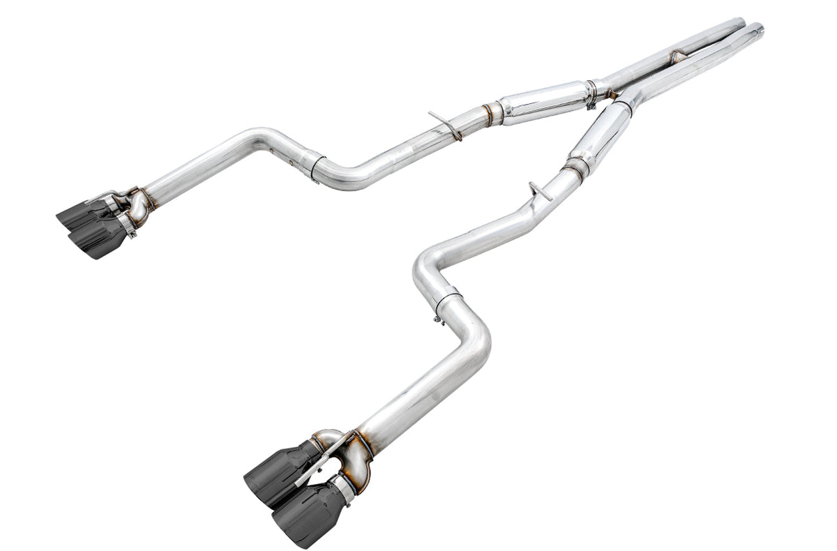 AWE Track Edition Exhaust for 17+ Challenger 5.7 - Diamond Black Quad Tips image 1