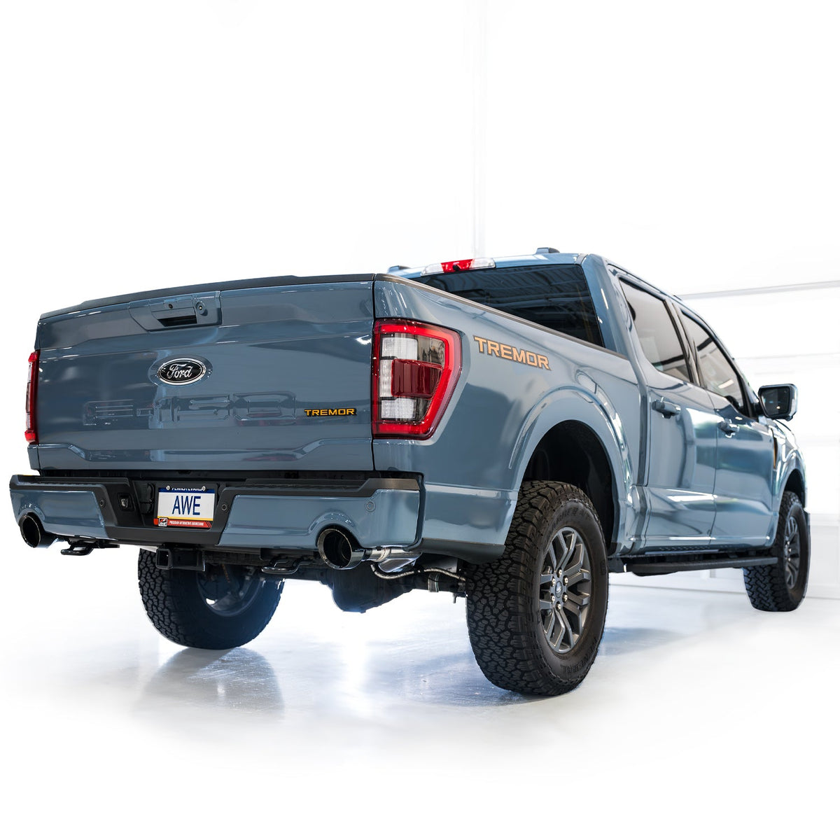 AWE 0FG Resonated Catback for '21+ Ford F-150 Tremor (With Bumper Cutouts) - Diamond Black Tips image 9