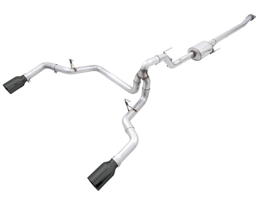 AWE 0FG Dual Split Rear Exhaust for '21+ Ford F-150 - 5 Diamond Black Tips image 1