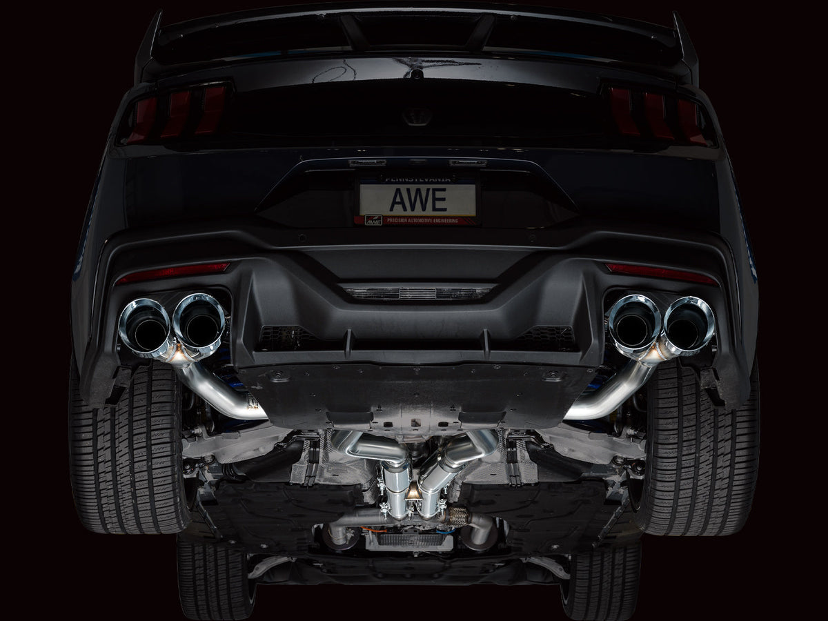 AWE Track Edition Exhaust for S650 Ford Mustang Dark Horse - Quad Chrome Silver Tips image 8