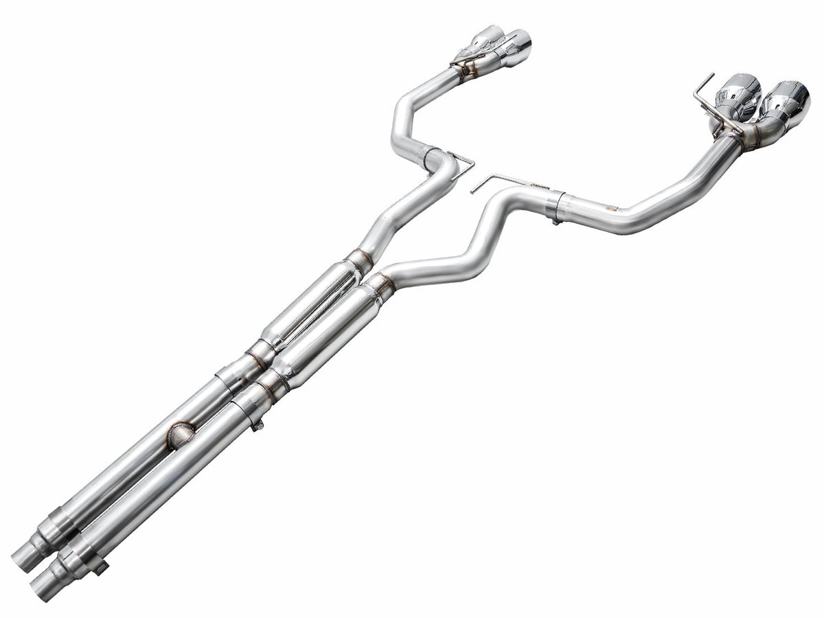 AWE Track Edition Exhaust for S650 Ford Mustang GT Fastback - Quad Chrome Silver Tips image 12