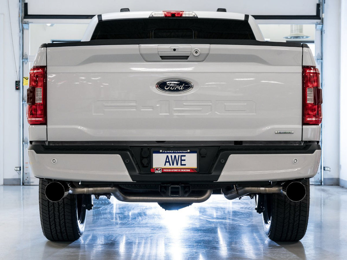 AWE 0FG Dual Split Rear Exhaust for '21+ Ford F-150 - 5 Diamond Black Tips image 2