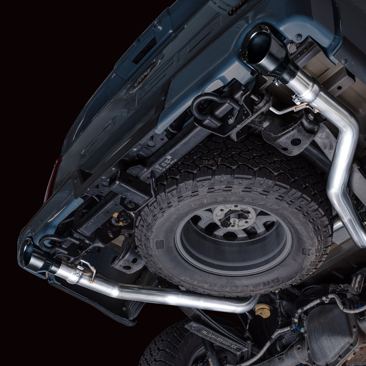 AWE 0FG Resonated Catback for '21+ Ford F-150 Tremor (With Bumper Cutouts) - Diamond Black Tips image 3
