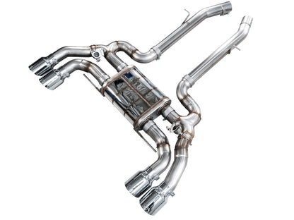 AWE Valved SwitchPath™ Axleback Exhaust for BMW F97 X3 M / F98 X4 M - Chrome Silver Tips image 1
