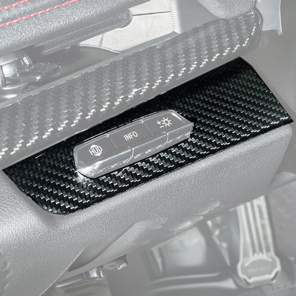 Corvette C8 DRY CARBON FIBER HUD Headlight Switch Button Panel Cover image 1