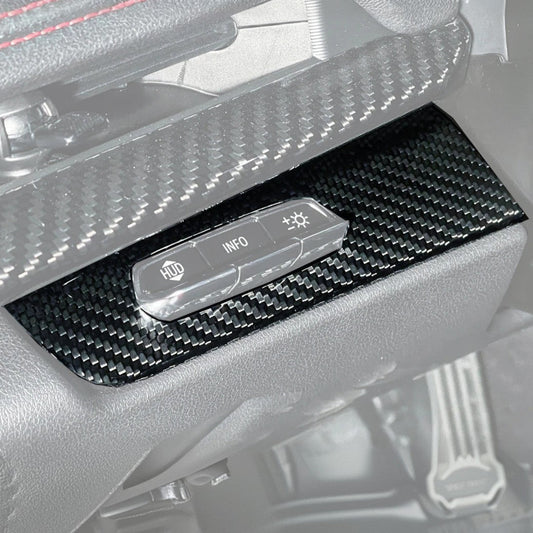 Corvette C8 DRY CARBON FIBER HUD Headlight Switch Button Panel Cover image 1