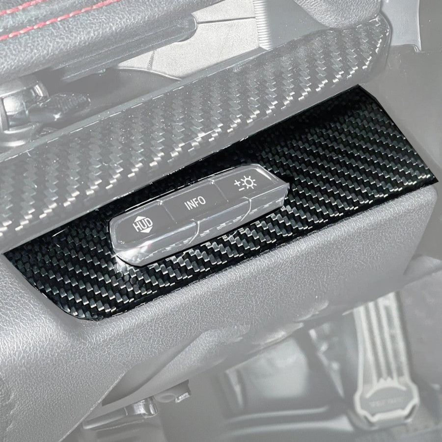 Corvette C8 DRY CARBON FIBER HUD Headlight Switch Button Panel Cover image 1