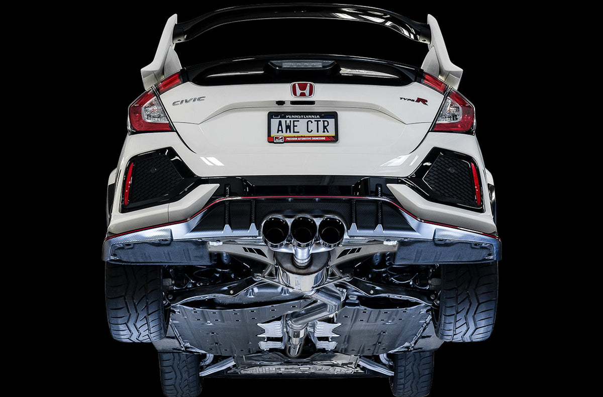 AWE Touring Edition Exhaust for FK8 Civic Type R (includes Front Pipe and DualPhase Mid Pipe) - Triple Diamond Black Tips image 4