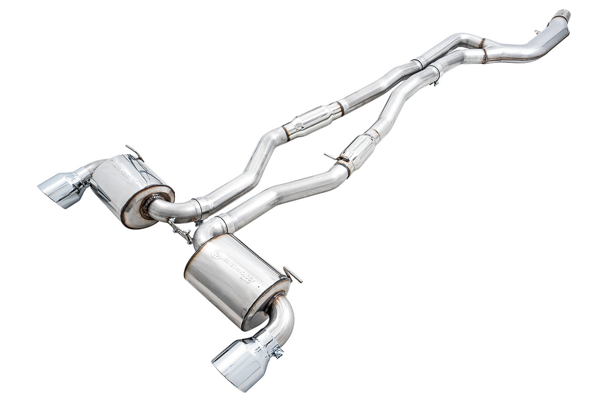 AWE Resonated Touring Edition Exhaust for A90 Supra - 5" Chrome Silver Tips image 1