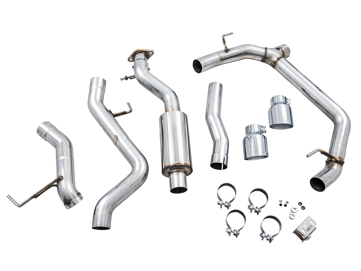 AWE 0FG Catback Exhaust for Ford Bronco with BashGuard™ - Dual 4.5 Chrome Silver Tips image 8
