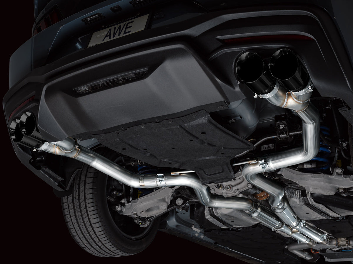 AWE Track Edition Exhaust for S650 Ford Mustang GT Fastback - Quad Diamond Black Tips image 10