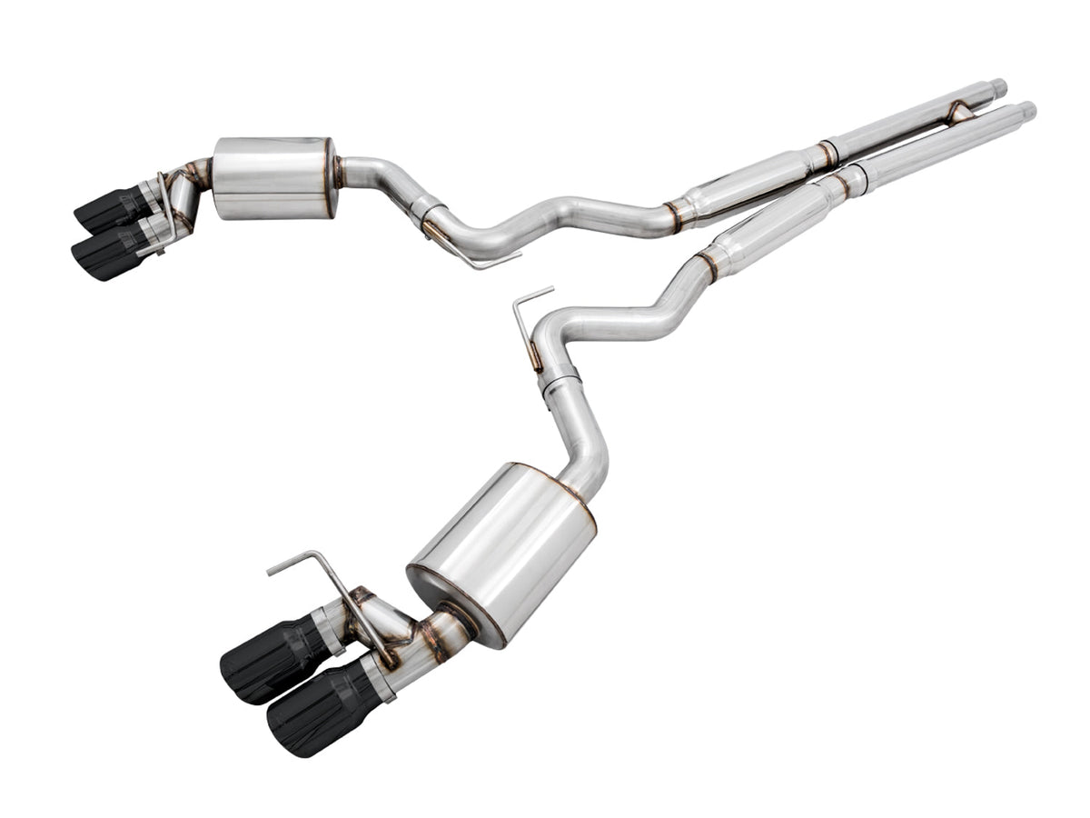 AWE Touring Edition Cat-back Exhaust for the '18-'23 S550 Mustang GT - Quad Diamond Black Tips image 1