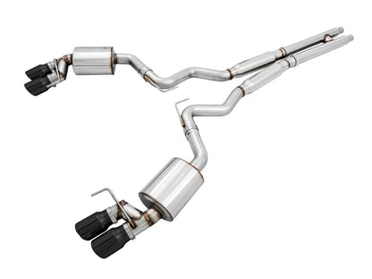 AWE Touring Edition Cat-back Exhaust for the '18-'23 S550 Mustang GT - Quad Diamond Black Tips image 1