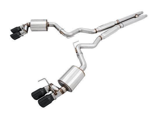 AWE Touring Edition Cat-back Exhaust for the '18-'23 S550 Mustang GT - Quad Diamond Black Tips image 1