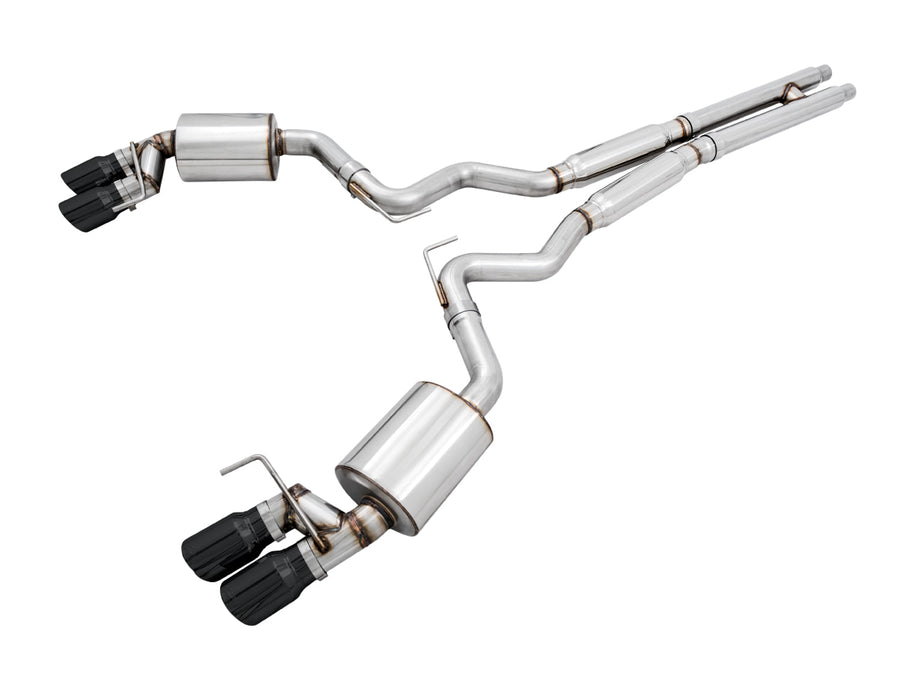AWE Touring Edition Cat-back Exhaust for the '18-'23 S550 Mustang GT - Quad Diamond Black Tips image 1