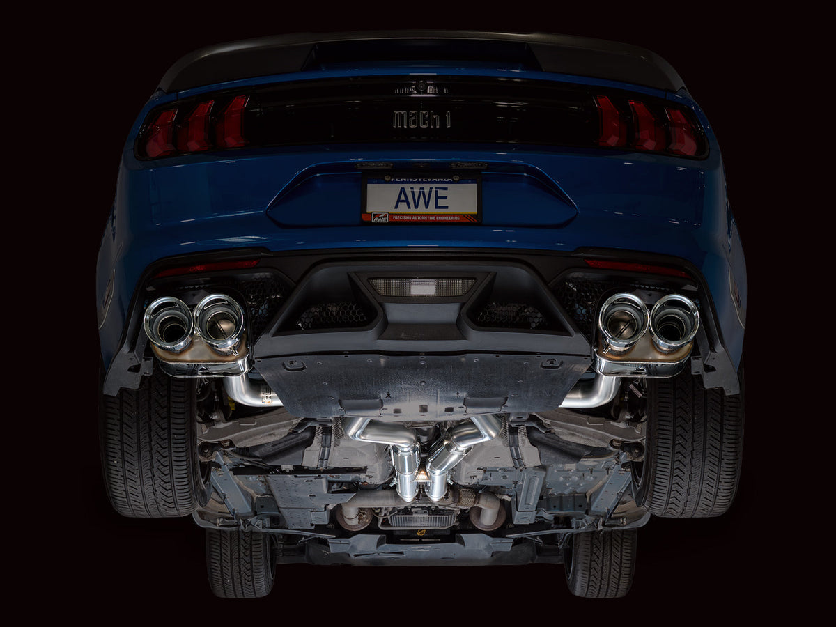 AWE SwitchPath™ Exhaust for Ford Mustang S550 Mach1 - Quad Chrome Silver Tip image 6