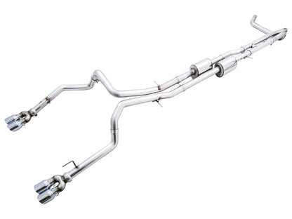AWE 0FG Catback Exhaust for Silverado ZR2/Sierra AT4X - Quad Chrome Silver Tips image 1