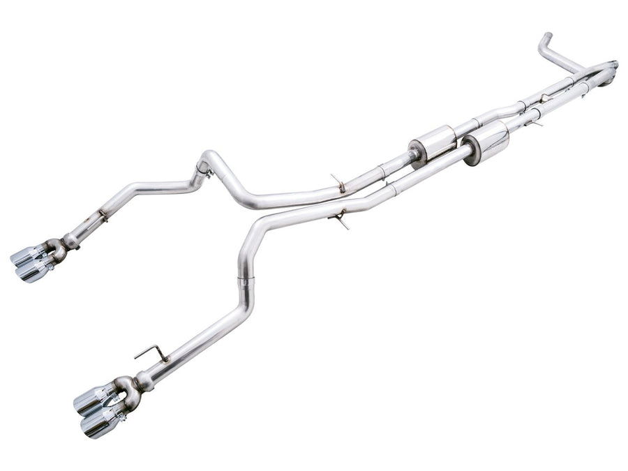 AWE 0FG Catback Exhaust for Silverado ZR2/Sierra AT4X - Quad Chrome Silver Tips image 1