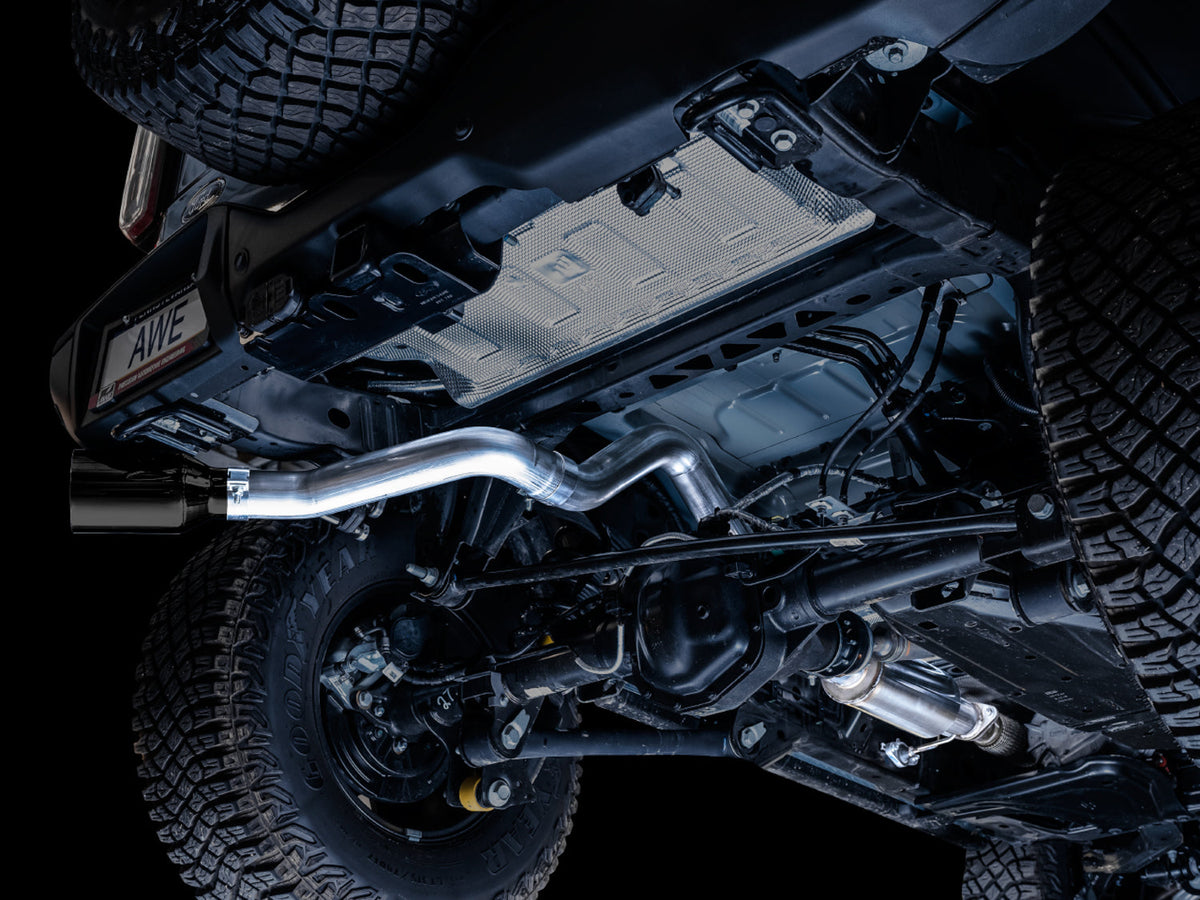 AWE 0FG Catback Exhaust for Ford Bronco with BashGuard™ - Single 5 Diamond Black Tip image 5