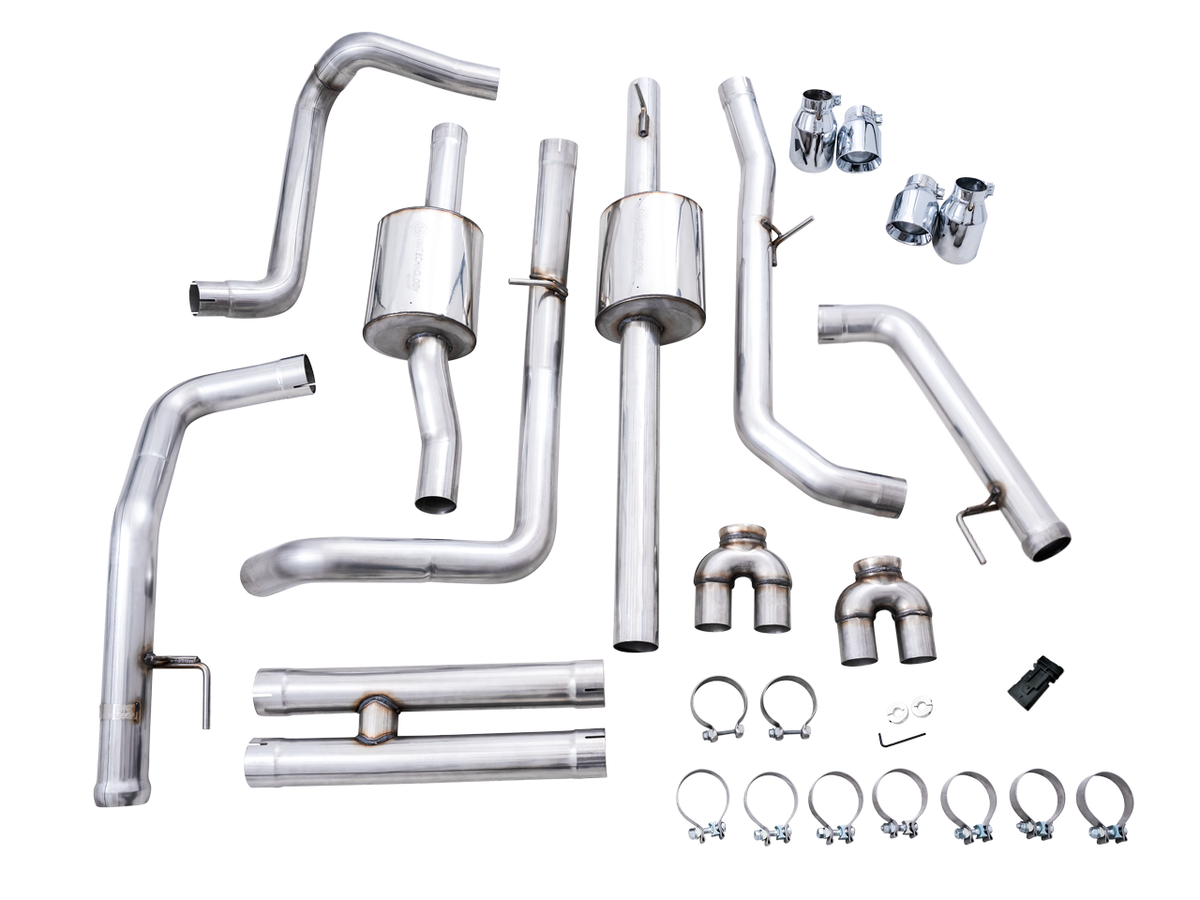 AWE 0FG Catback Exhaust for Silverado ZR2/Sierra AT4X - Quad Chrome Silver Tips image 12