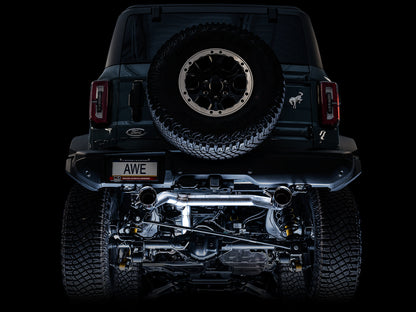 AWE 0FG Catback Exhaust for Ford Bronco with BashGuard™ - Dual 4.5 Chrome Silver Tips image 3