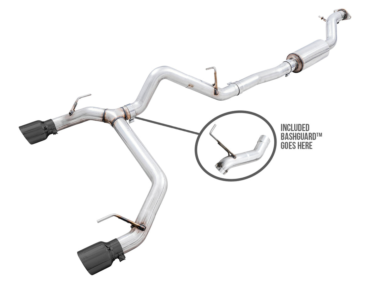 AWE 0FG Catback Exhaust for Ford Bronco with BashGuard™ - Dual 4.5 Diamond Black Tips image 1