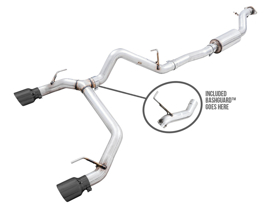 AWE 0FG Catback Exhaust for Ford Bronco with BashGuard™ - Dual 4.5 Diamond Black Tips image 1