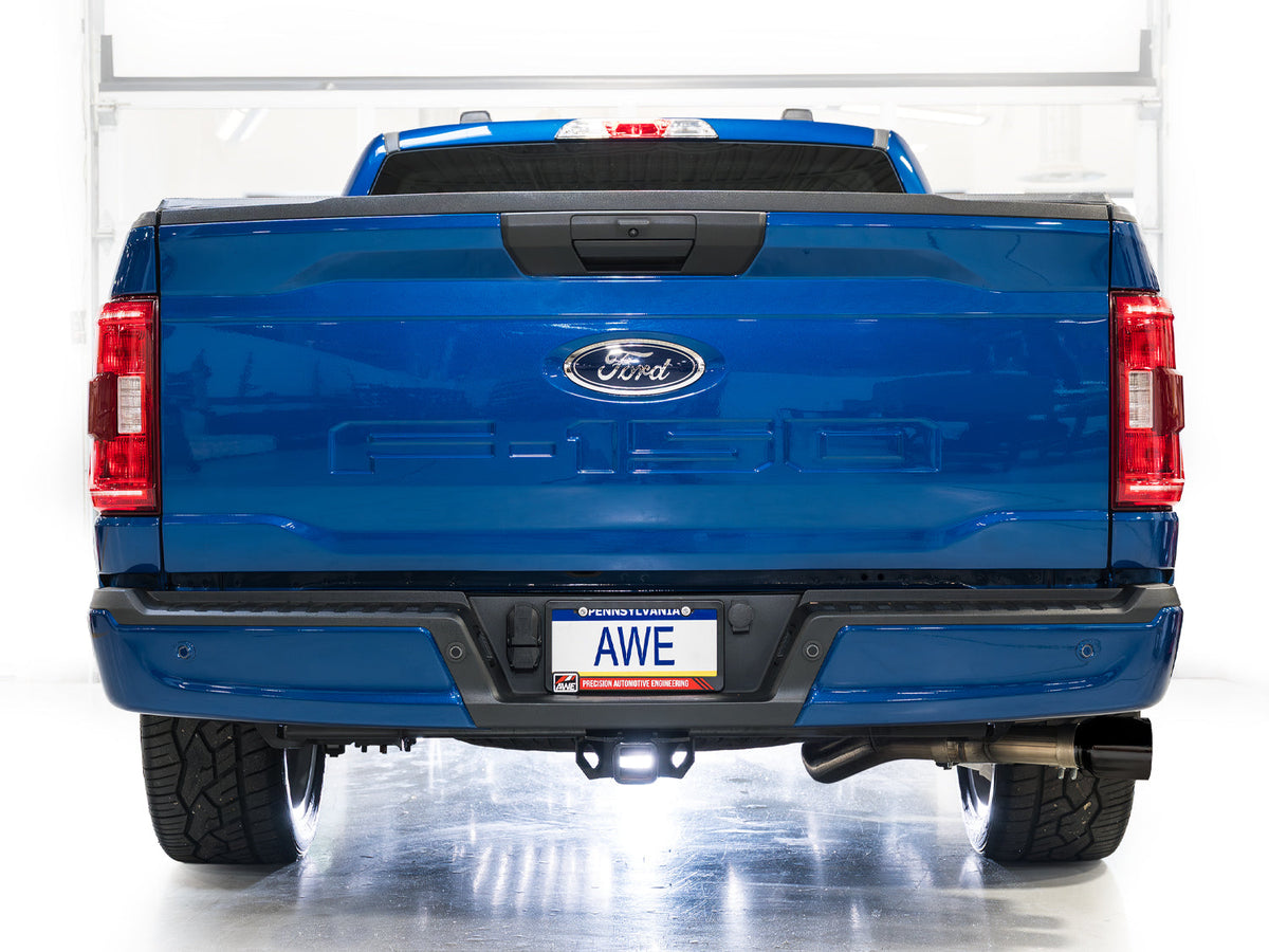 AWE 0FG Dual Side Exit Exhaust for Ford F-150 Regular Cab - 4.5 Diamond Black Tips image 3