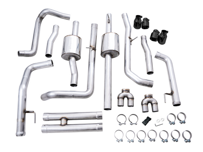 AWE 0FG Catback Split Rear Exit Exhaust for 4th Gen Silverado/Sierra 1500 6.2L (With Bumper Cutouts) - Quad Diamond Black Tips image 9