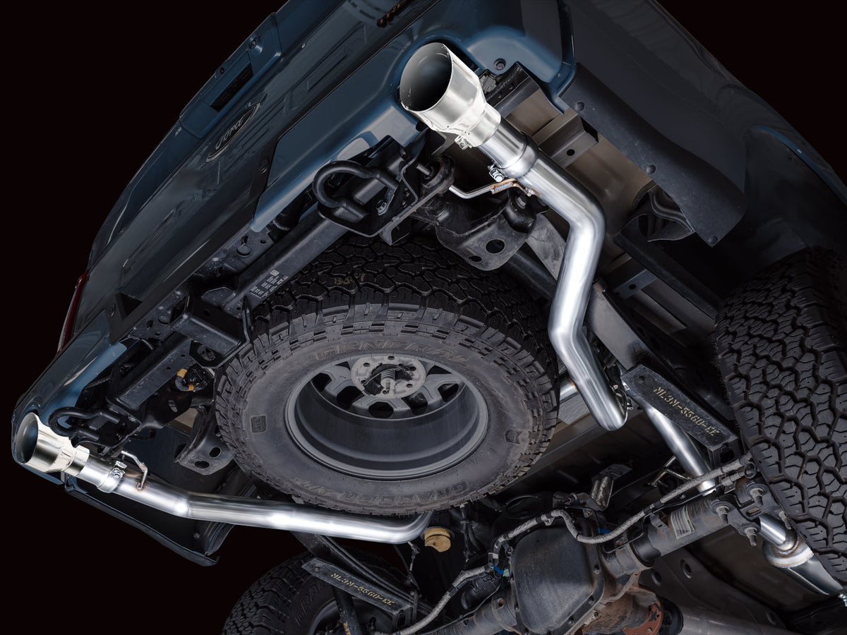 AWE 0FG Resonated Catback for '21+ Ford F-150 Tremor (With Bumper Cutouts) - Chrome Silver Tips image 2
