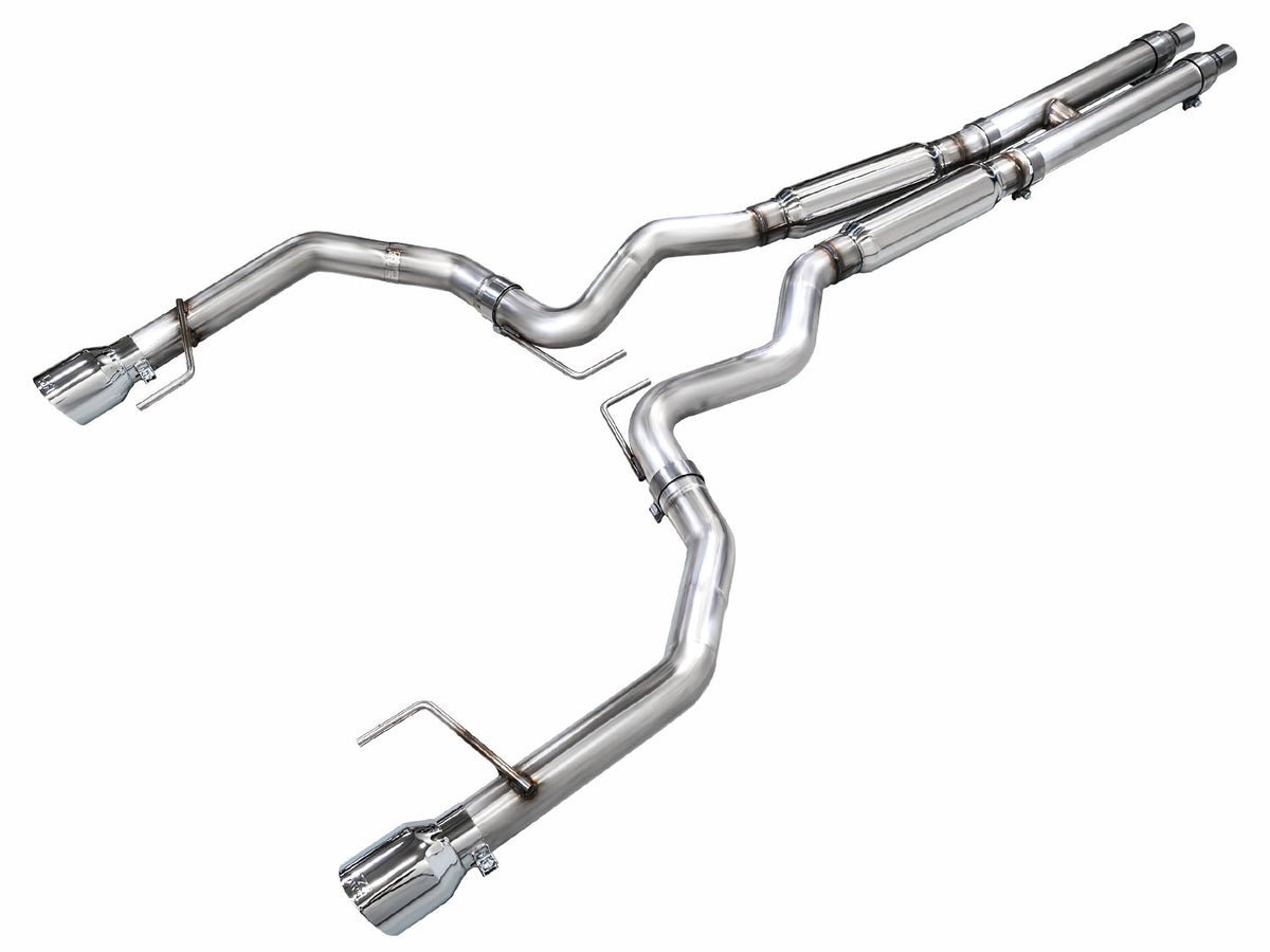 AWE Track Edition Exhaust for S650 Ford Mustang GT Fastback - Dual Chrome Silver Tips image 1