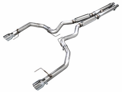 AWE Track Edition Exhaust for S650 Ford Mustang GT Fastback - Dual Chrome Silver Tips image 1