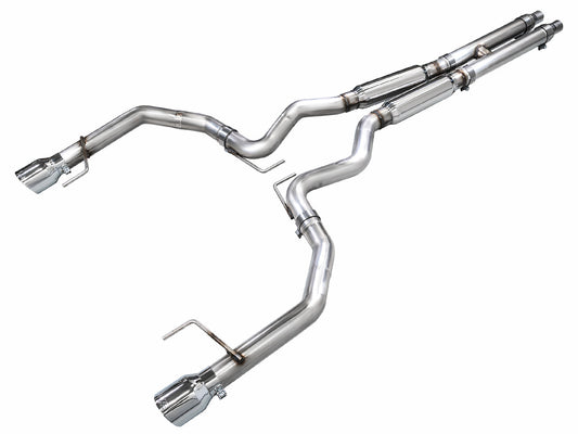 AWE Track Edition Exhaust for S650 Ford Mustang GT Fastback - Dual Chrome Silver Tips image 1