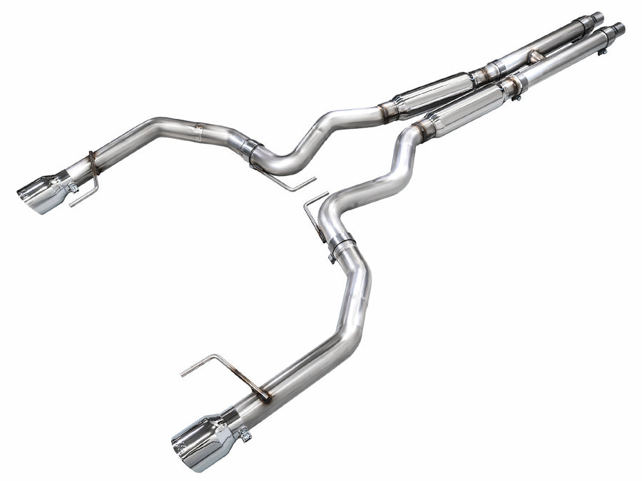 AWE Track Edition Exhaust for S650 Ford Mustang GT Fastback - Dual Chrome Silver Tips image 1
