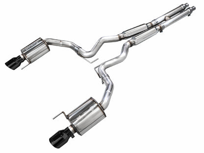 AWE Touring Edition Exhaust for S650 Ford Mustang GT Fastback - Dual Diamond Black Tips image 1