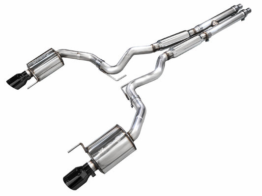 AWE Touring Edition Exhaust for S650 Ford Mustang GT Fastback - Dual Diamond Black Tips image 1