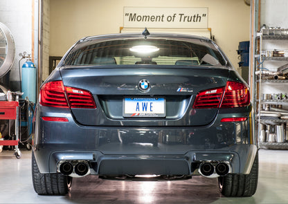 AWE Touring Edition Axle Back Exhaust for BMW F10 M5, Diamond Black Tips image 2