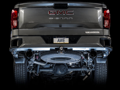 AWE 0FG Catback Split Rear Exit Exhaust for 4th Gen Silverado/Sierra 1500 5.3L (Flat Bumper) - Dual Diamond Black Tips image 4