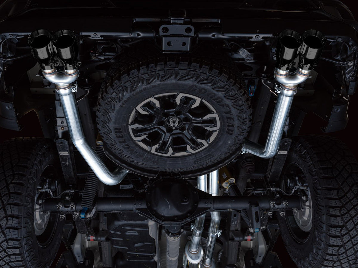 AWE 0FG Catback Exhaust for Silverado ZR2/Sierra AT4X - Quad Diamond Black Tips image 6