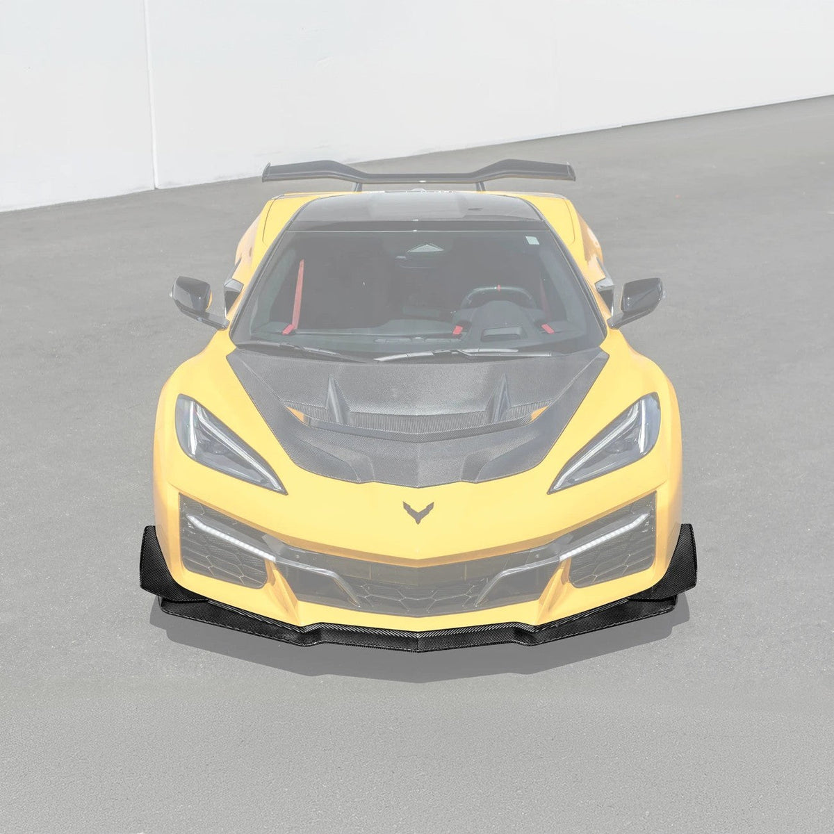 Corvette C8 Z06 | Z07 DRY Carbon Fiber Front Splitter & No Drill Canards image 1