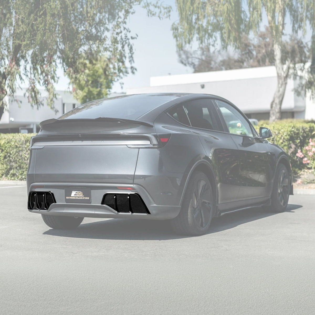 2025-Up Tesla Model Y | Fast Style Glossy Black Rear Bumper Finned Diffuser image 1
