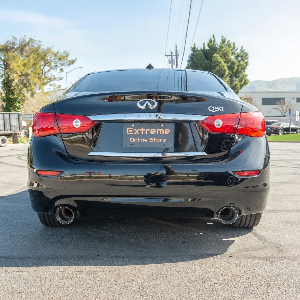 2014-Up Infiniti Q50 Muffler Delete Axle Back 4.5 Dual Tips Exhaust image 2
