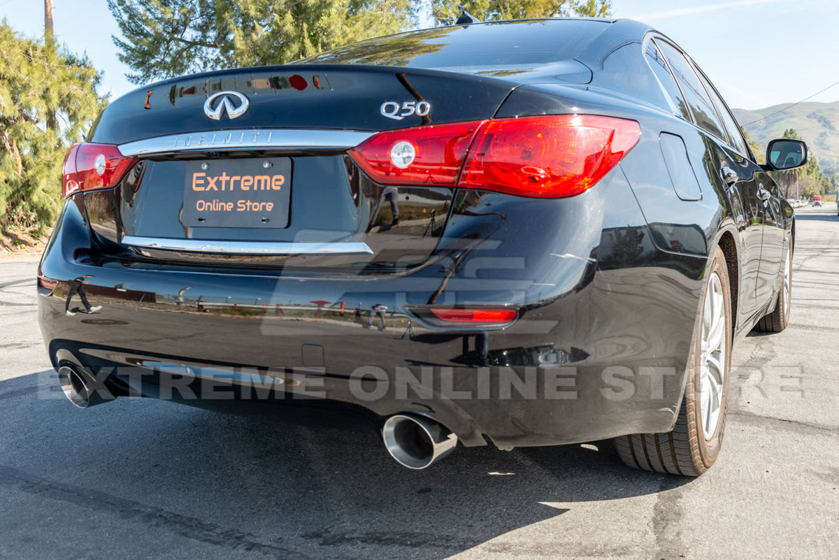 2014-Up Infiniti Q50 Muffler Delete Axle Back 4.5 Dual Tips Exhaust image 4